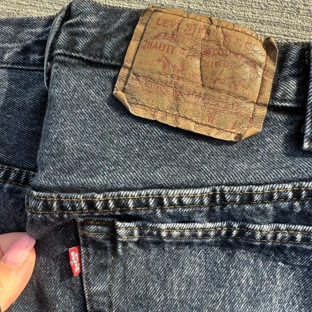 VTG 80s Levi's 501 Button Fly Straight Leg Faded Black Jeans 36x32 ACTUAL 34x31